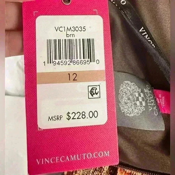 NWT Vince Camuto Size 12 Brown Halter Vacation/Date Night Dress W/23" Necklace - Picture 8 of 13